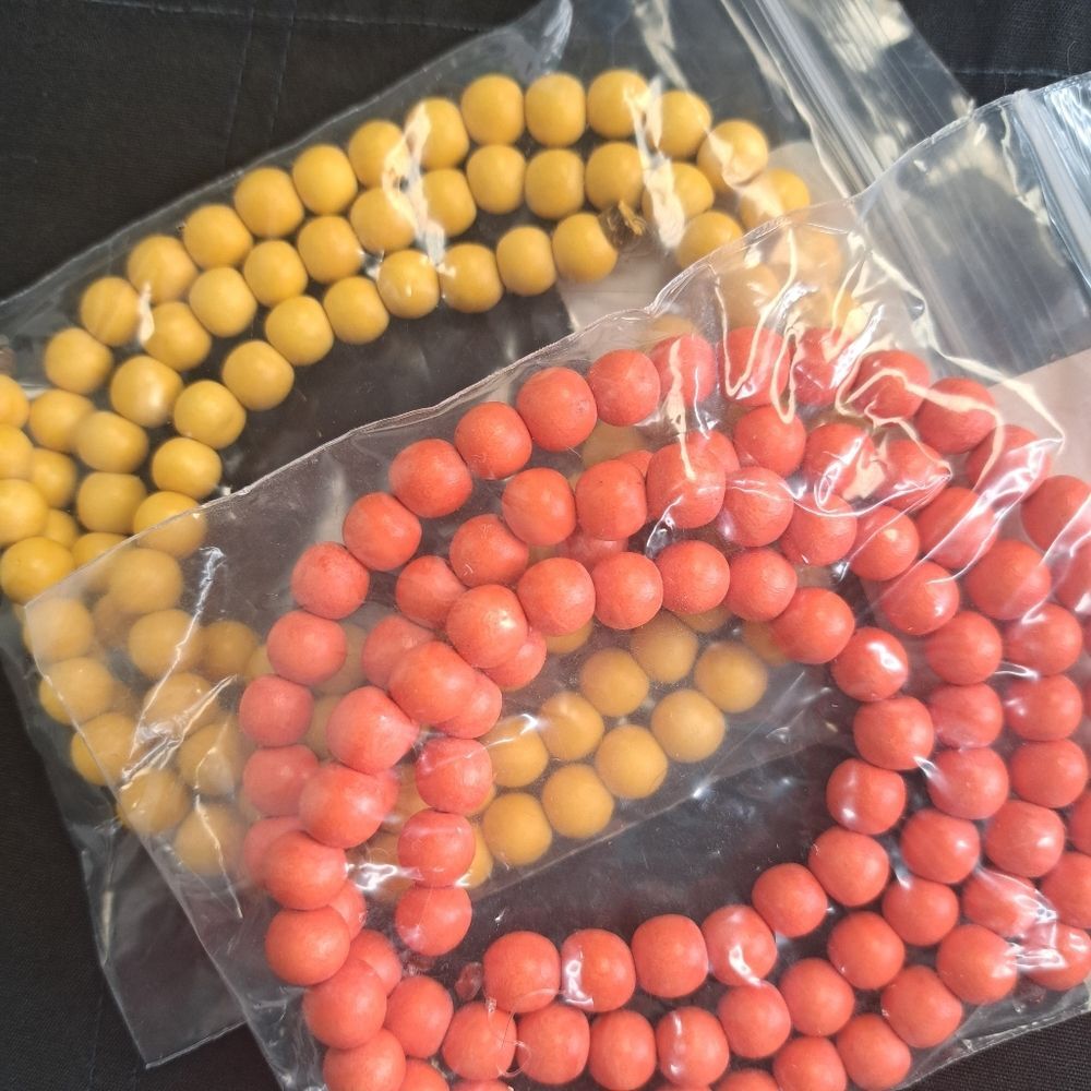 Yellow and Orange Wooden Beads BULK 8mm